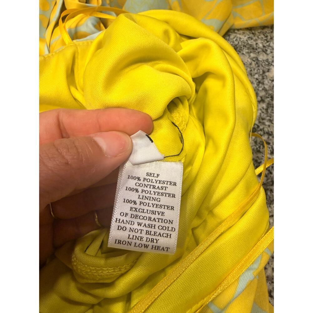 Rhythm Boutique Cutout Plunge Maxi Dress Small Yellow Boho Resort High Slit - Picture 11 of 12